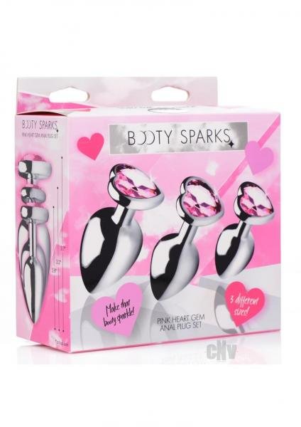 Booty Sparks Pink Heart Gem Anal Plug Set