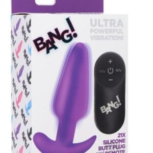 Remote Control 21x Vibrating Silicone Butt Plug - Purple