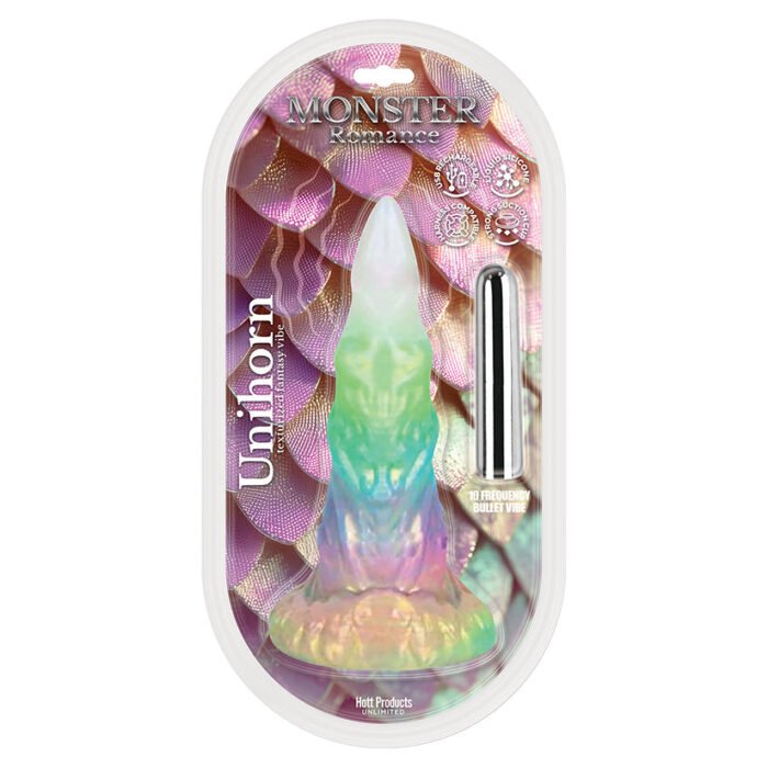 Monster Romance Unihorn Contoured Dildo with Multi-Speed Bullet