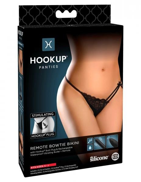 Hookup Remote Bowtie Bikini Black Fits Size S-l